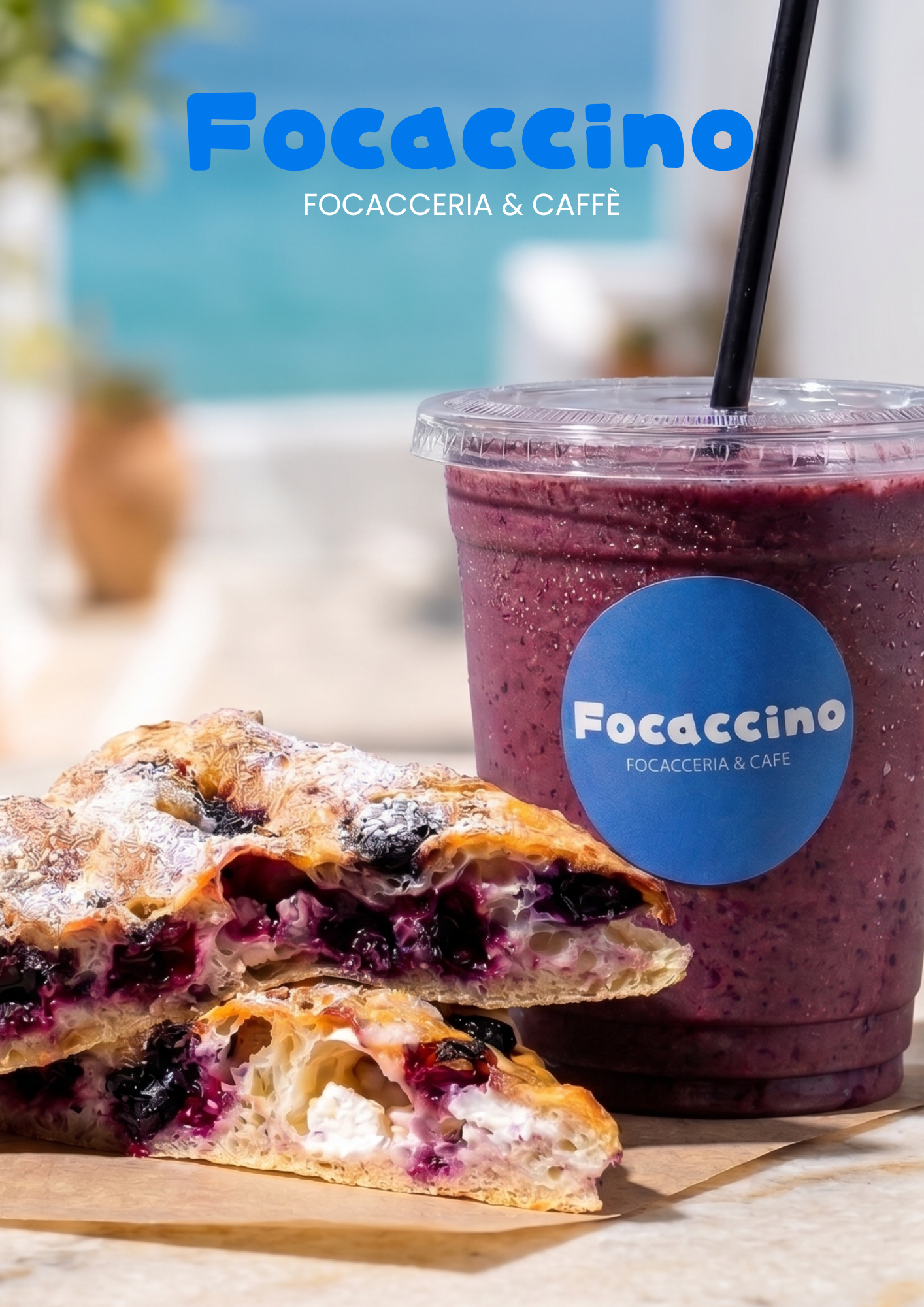 Blueberry Smoothie & Focaccia